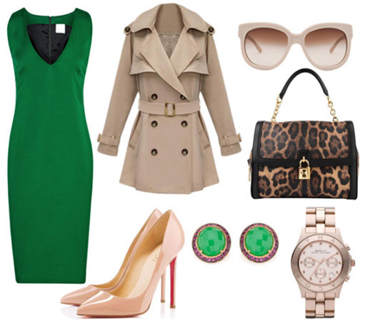 poslovna kombinacija sa zelenom haljinom