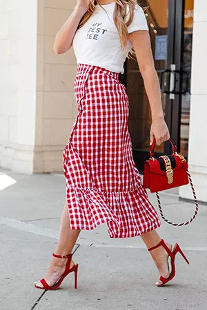 gingham print suknja