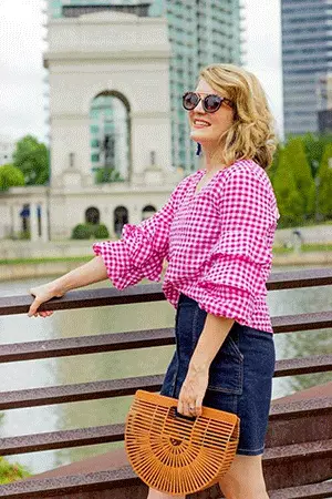 gingham print bluza