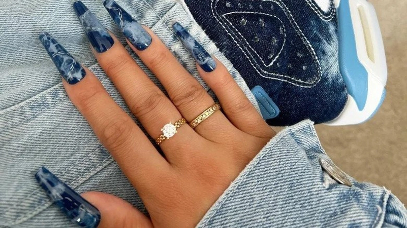  marble denim nokti